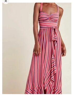 Anthropologie Gabriella faux wrap dress striped